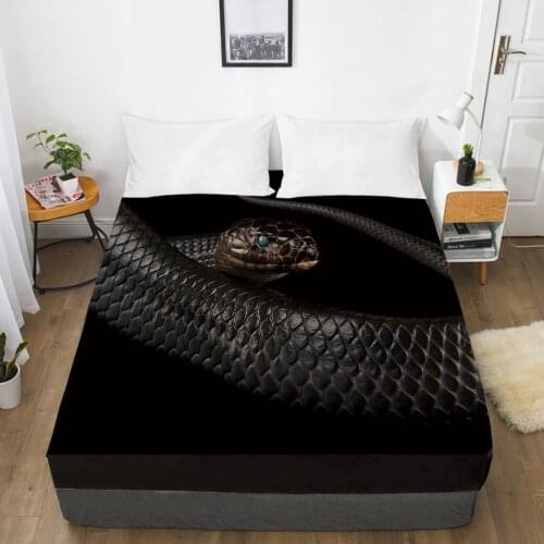 Elastic fitted sheet bed sheet With An Elastic Band 150x200/180/200/160x200 Mattress Cover Bed cover 1pc Snake black