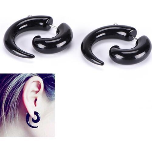 European American Style Black Horn Shaped Hypoallergenic Spiral Snail Earrings Pop Stud Earrings Jewelry