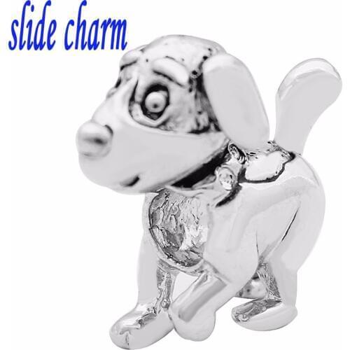 Slide charm Free shipping Germany black and white animal dog charm beads fit Pandora bracelet
