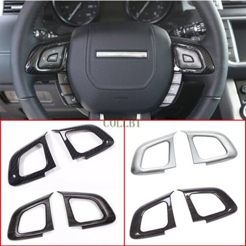 2pcs Car Interior Steering Wheel Button Cover Trim For Land Rover Range Rover Evoque 2012-2018 Accessory