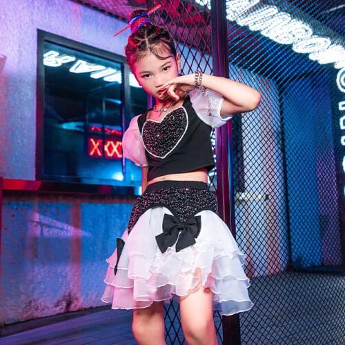 Lovely Girls Catwalk Show Stage Costume Puff Sleeve Sequins Princess Dress Summer Jazz Dancing Performance Clothing YS2063