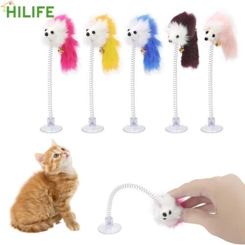 False Mouse Pet Products Random Colour Plastic Cat Toys Feather Toys Mice Shape With Suckers