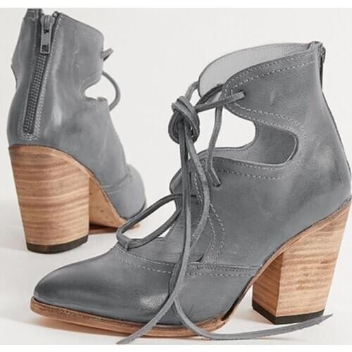 New 2021 Fashion Womens Ankle Boots Summer Cute Casual Lace-Up Mid Heel Zipper Ladies Shoes Large Size Zapatillas Mujer