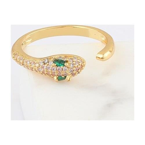 New Arrival Copper Green Cubic Zircon Eye Snake Ring Adjustable Animal Luxury Punk Style Rings For Women Party Wedding Jewelry