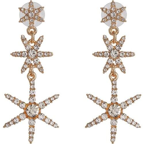 Newest Shiny Crystal Star Earrings Charming Long Drop Earrings for Women 2020 Fashion Jewelry Brincos