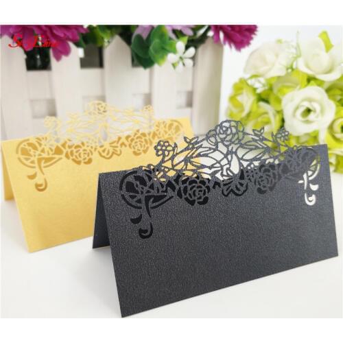 10pcs Laser Cut Hollow Floral Place Cards Name Card Wedding Guest Table Decoration DIY Birthday Party Supplies 6zSH872