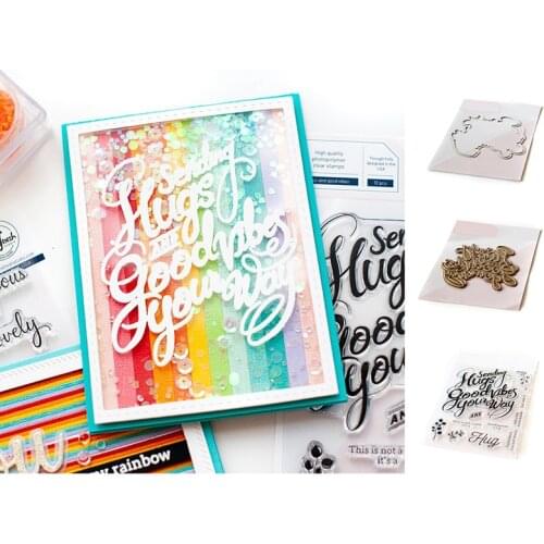 Send Hugs Metal Cutting Dies And Stamp Hot Foil Scrapbook Diary Decoration Embossin Template Diy Greeting Card 2021 New Arrival