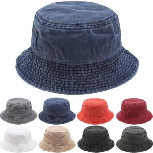 2021 New Fisherman Hat Panama Denim Bucket Hats Outdoor Men Women Washed Cotton Bucket Cap Fashion Hip Hop Gorros Bob Hat