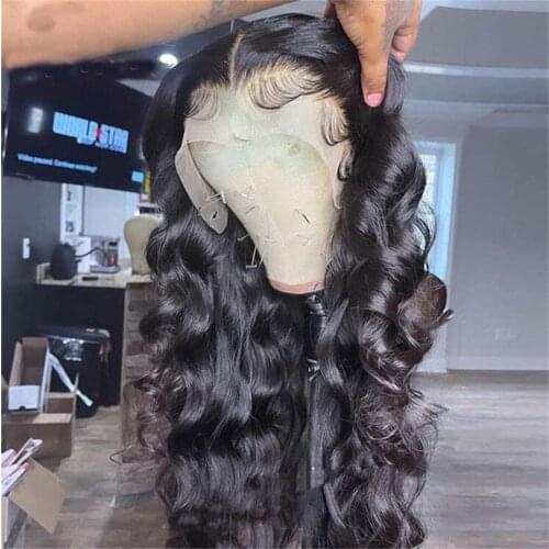 Body Wave Lace Front Wigs Synthetic Fiber Pre Plucked Heat Resistant hair 13x4 Lace Loose Wavy Wigs with Natural Hairline