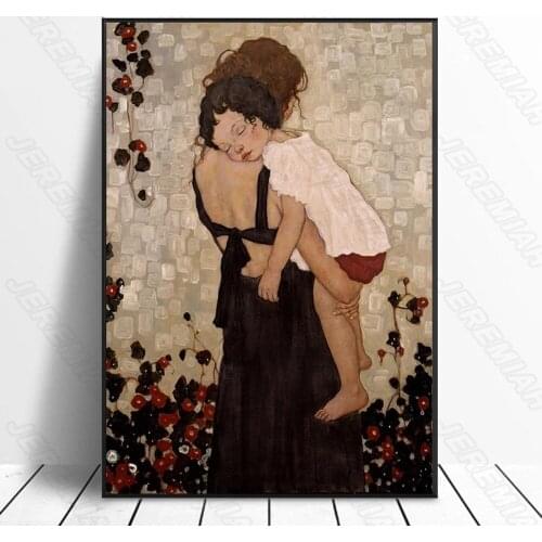 Gentle Mother Woman Character Poster Nordic Style Waterproof Ink Canvas Print Art Painting Modern Living Room Bedroom Wall Stick