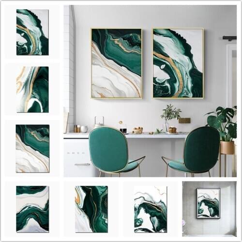 Nordic Posters and Prints Modern Abstract Canvas Poster Agate Wall Art Painting Emerald Wall Pictures for Living room Home Decor