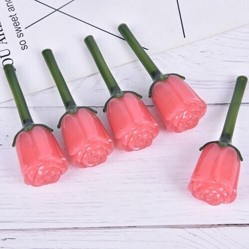 3ml ABS Rose Lip Gloss Tube Empty Refillable Lip Glaze Wand Tube Lipstick Bottles Women Girls Eyeshadow Brush Beauty Sample Vial