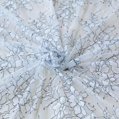 50x150cm Black and white two-color hollow lace cloth dress dress fabric soft drape