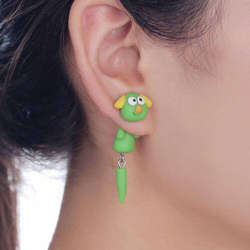 TTPAIAI 30 Brand Handmade Polymer Clay Green Dog Stud Earrings Fashion Jewelry Cartoon Animal Earrings For Women Girl Kid Gift