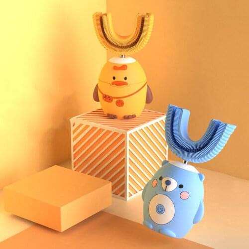 Smart U-Shaped 360 Degrees Kids Sonic Electric Toothbrush Automatic Ultrasonic Teeth Brush Cute Cartoon Pattern for Children