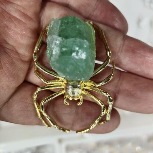 1pcs Natural Green Fluorite Spider Home Decor Gift