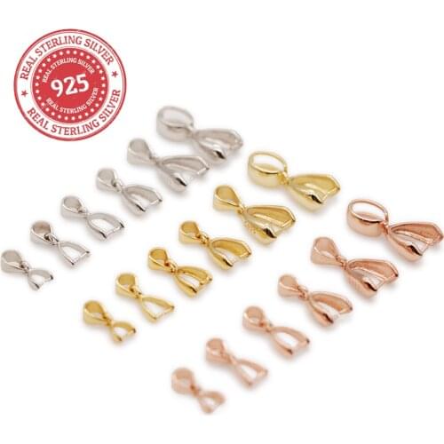 1 piece of 925 Sterling Silver Pendant Clip Clasp Pinch Bail Pendant Connector Bail Necklace Finding DIY Jewelry Accessories