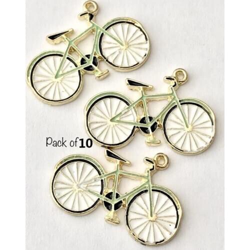 10 BULK Bicycle Series Charm for Necklace or Bracelet Keychain Jewelry Making TRANSPORT THEME Enamel Electric Vehicle Charm U3D