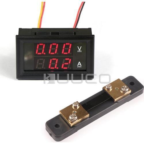 2in1 Digital Tester DC 0 ~100V/50A Voltmeter Ammeter Red Led Display Volt Amp Meter DC 12V 24V Panel Meter With Resistive Shunt