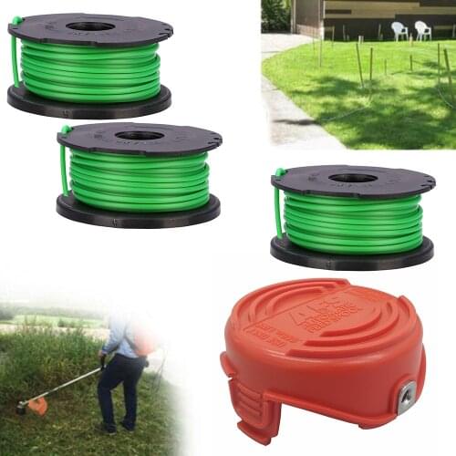 3 Pack Trimmer Spool Line + Cap For Black & Decker GL7033 GL8033 GL9035 100% Brand New And High Quality