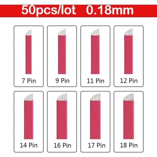 50pcs Nano 0.18mm 9 11 12 14 U Permanent Makeup Eyebrow flex Tattoo Needles Blade For Microblading lamina blade Agulhas Tebori