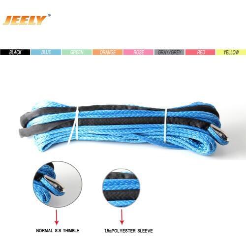 8mm*15meter 13227lbs UHMWPE Braid Synthetic Winch Rope with S.S Thimble for ATV/UTV/SUV/4X4/4WD