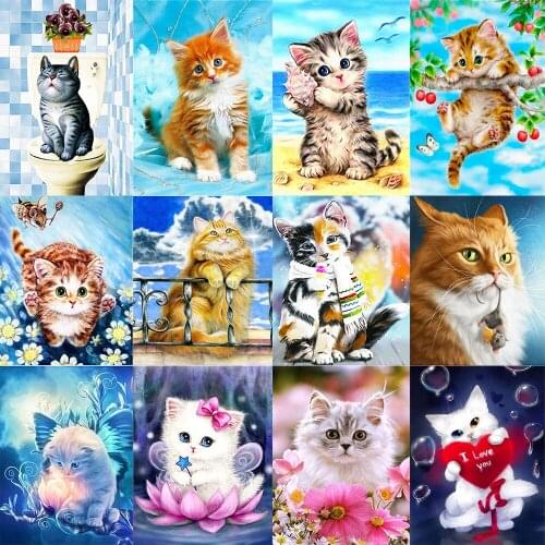 5D DIY Diamond Painting Full Square Cat Rhinestones Pictures Diamond Embroidery Animals Mosaic Sale Home Decoration