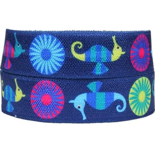 Free shipping summer season style river horse printed fold over elastic