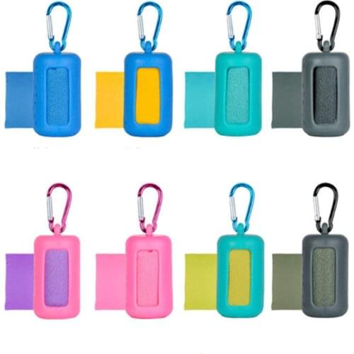 Quick Drying Cooling Microfiber Towel Portable Yoga Gym Pilates Running Travel Towel Silicone Bag