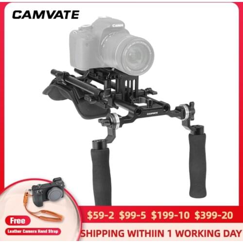CAMVATE Shoulder Mount Rig With Manfrotto Baseplate & Dual Rosette Sponge Handgrip & Shoulder Pad For DSLR Camera/DV Camcorder