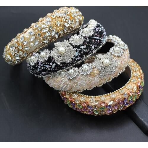 Color rhinestone exaggerated headband New Baroque exaggerated geometric luxury headband inlaid with color rhinestones hair 576