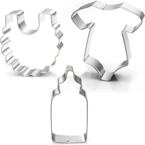 Baby Shower Bottle Bib Style Biscuit Cookie Cutter Fondant Feeding Christmas Bottle Chocolate Cake Mold Pastry Kitchen Tools