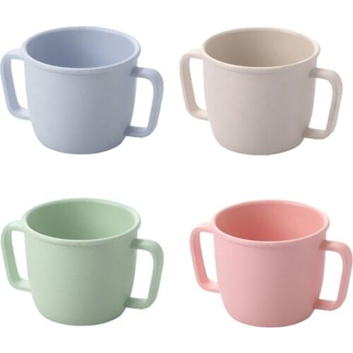 Wheat Straw Environmental Water Cup Children Breakfast Double Handle Eco-Friendly Milk Drink Cup For Baby