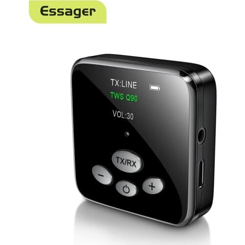 Essager Bluetooth-compatible 5.0 Transmitter Receiver 3.5mm Jack Aux Audio Wireless Adapter For TV Headphone Audio Transmitter