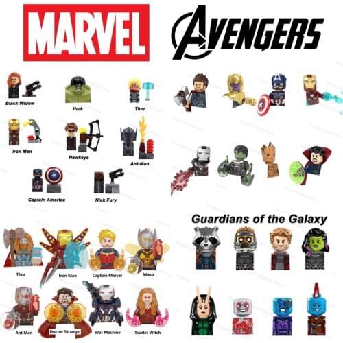 DISNEY Avengers Building Blocks MARVEL Bricks Superhero Iron Man Spiderman Thor Groot Hulk Thanos Action Figures Kid Toy for Boy