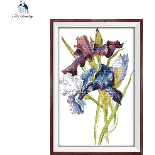 Joy sunday the Iris Counted Cross Stitch 11CT 14CT DIY Handwork Flowers Style Cross Stitch Kits For Embroidery Home Decor