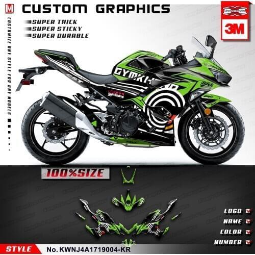 KUNGFU GRAPHICS Personalised Sticker Motorbike Deco PVC Vinyl Adhesives for Ninja 250 Ninja250 2019 2020, Green
