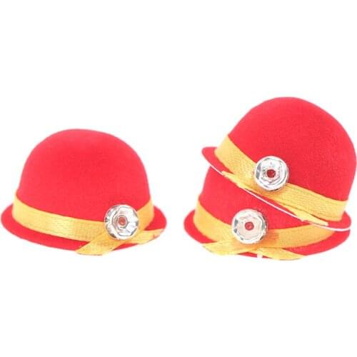 1 Pc 1:12 Dollhouse Miniature Doll Hat Fashion Cap Red Bowler Hat Doll Decor Toy Dollhouse Accessories