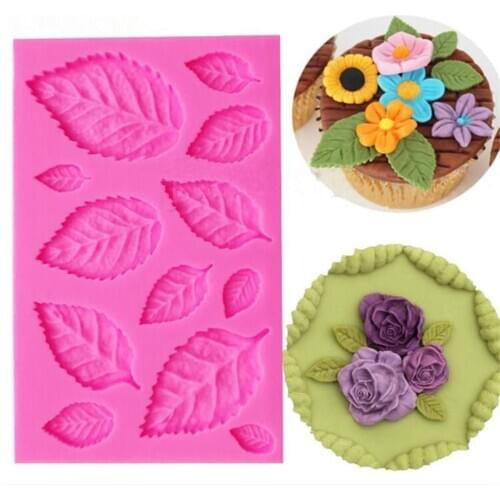 New DIY Rose Flower Leaf Silicone Fondant Mold Cooking Wedding Chocolate Decoration Baking Sugar Craft Molds Leaves Cake tools