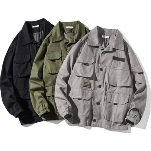 Winter new lapel retro loose military style work clothes casual thick cotton mens wild cotton