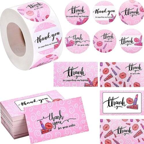 5*9cm 50pcs Pink Thank You for Supporting My Small Business Card Thanks Greeting Card Appreciation Cardstock for Sellers Gift