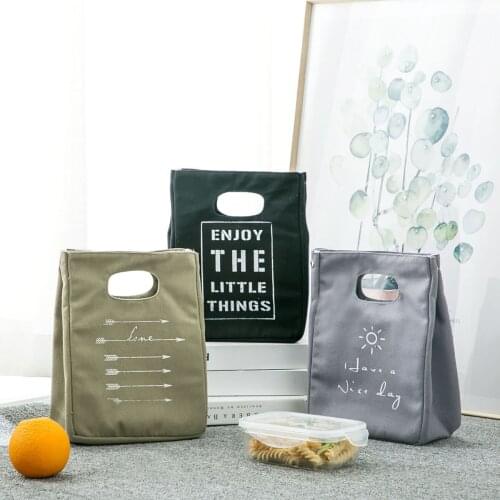 Thickened Canvas Lunch Box Bag Aluminum Foil Insulation Bag with Lunch Bag Office Worker Student Carry Bag