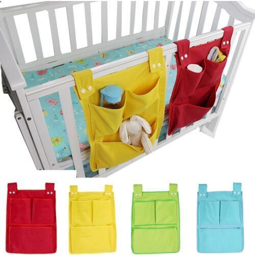 Baby Bed Hanging Storage Bag Cotton Newborn Crib Organizer Toy Diaper Pocket for Crib Bedding Storage Set Accessories