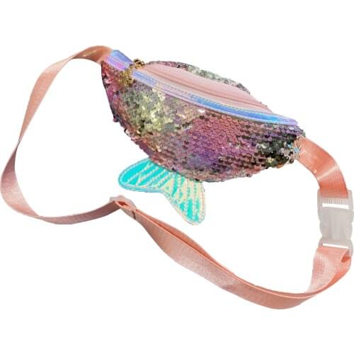 HOT Kids Girls Fashion Sequin Waist Bag Single Shoulder Chest Bag Mobile Coin Purse Glitter Mermaid Crossbody Bag Handbag Wallet