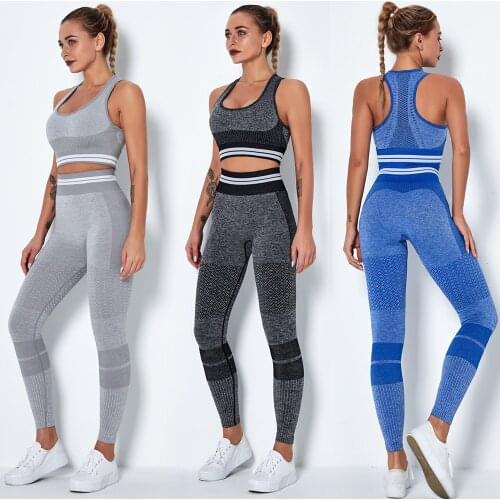 Hot Womens Sports Suit Yoga Set Striped Crop Tops GYM Leggings Fitness Tracksuits Jogging Sportswear Workout Streetwear