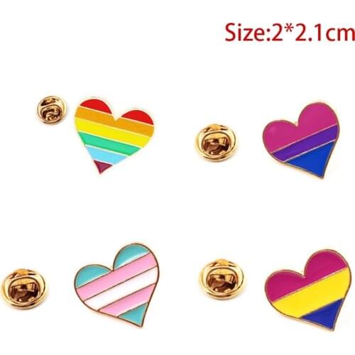 Rainbow Heart Shaped Pride Badge Symbol Pin Metal Badges Decorative Brooch Pins