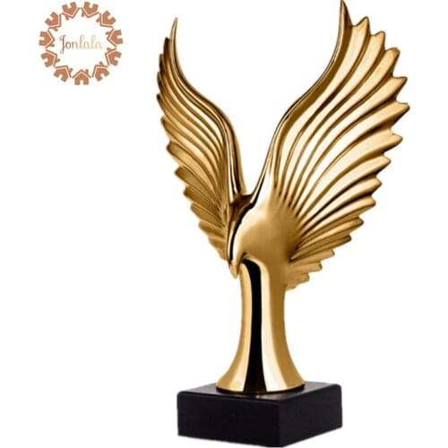 CREATIVE HOME DECOR HAWK STATUE TV BACKGROUND GOLDEN/ SILVER SCULPTURE DECORATION FIGURINE DECORATIVE RESIN EAGLE WING ABSTRACT