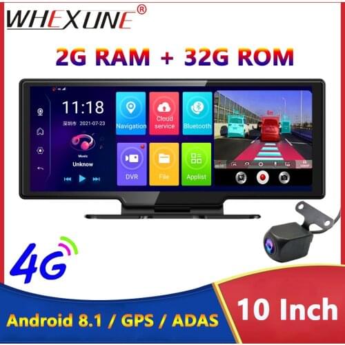 4G Dash Cam 10" IPS Video Recorder Videcam GPS Navigation Android Auto Registrator Rear View Mirror Car DVR Surveillance Camera
