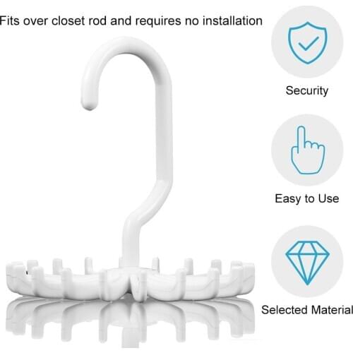 Rotating Tie Rack Adjustable Tie Hanger Holds 20 Neck Ties Organizer Men For Closet Rotating Hook Holder Belts Scarves Hanger