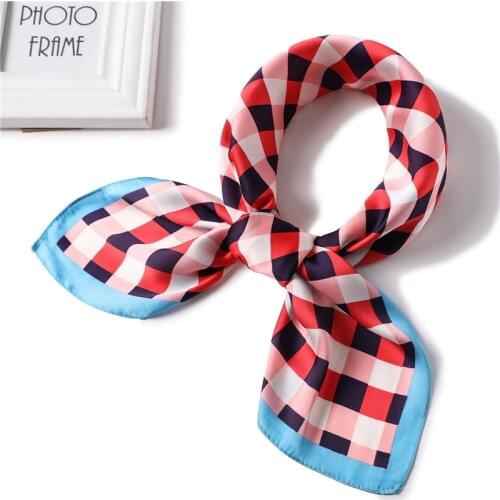 Yishine New Silk Satin Women Square Scarf Ladies Wrap Bandana Plaids Head Scarf Shawls Bag Accessories Handkerchief